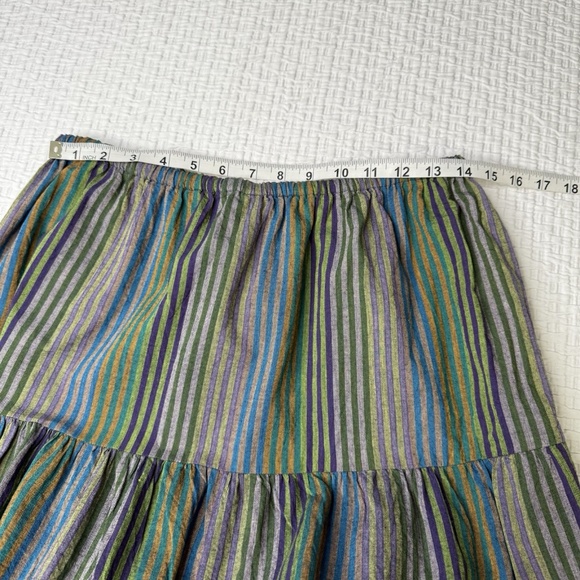 Vintage Suttles and Seawinds Tiered Striped Midi Skirt Sz M (Waist 28) Cotton - Picture 6 of 12